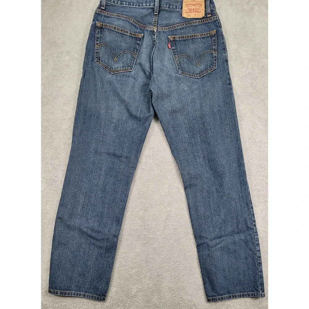 Levis 559 Relaxed Straight Jeans Mens 33x34 Medium Wash Blue 100% Cotton Denim